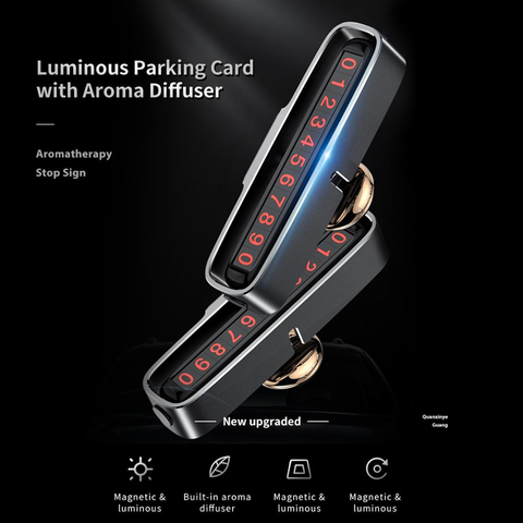 ROCK Car Temporary Parking Card Luminous Telephone Number Holder With Aromatherapy