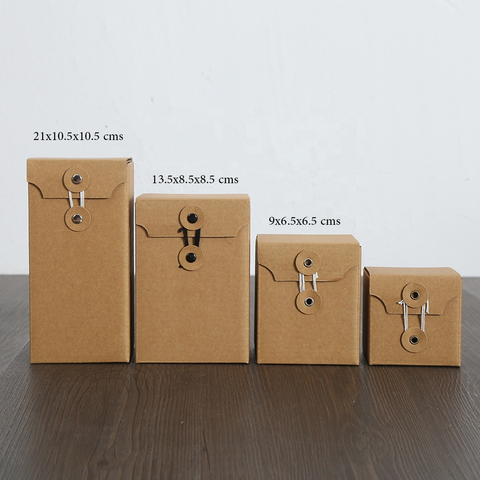 Brown Kraft Paper Folding Box With Button And String Closure (12Pc Pac ...