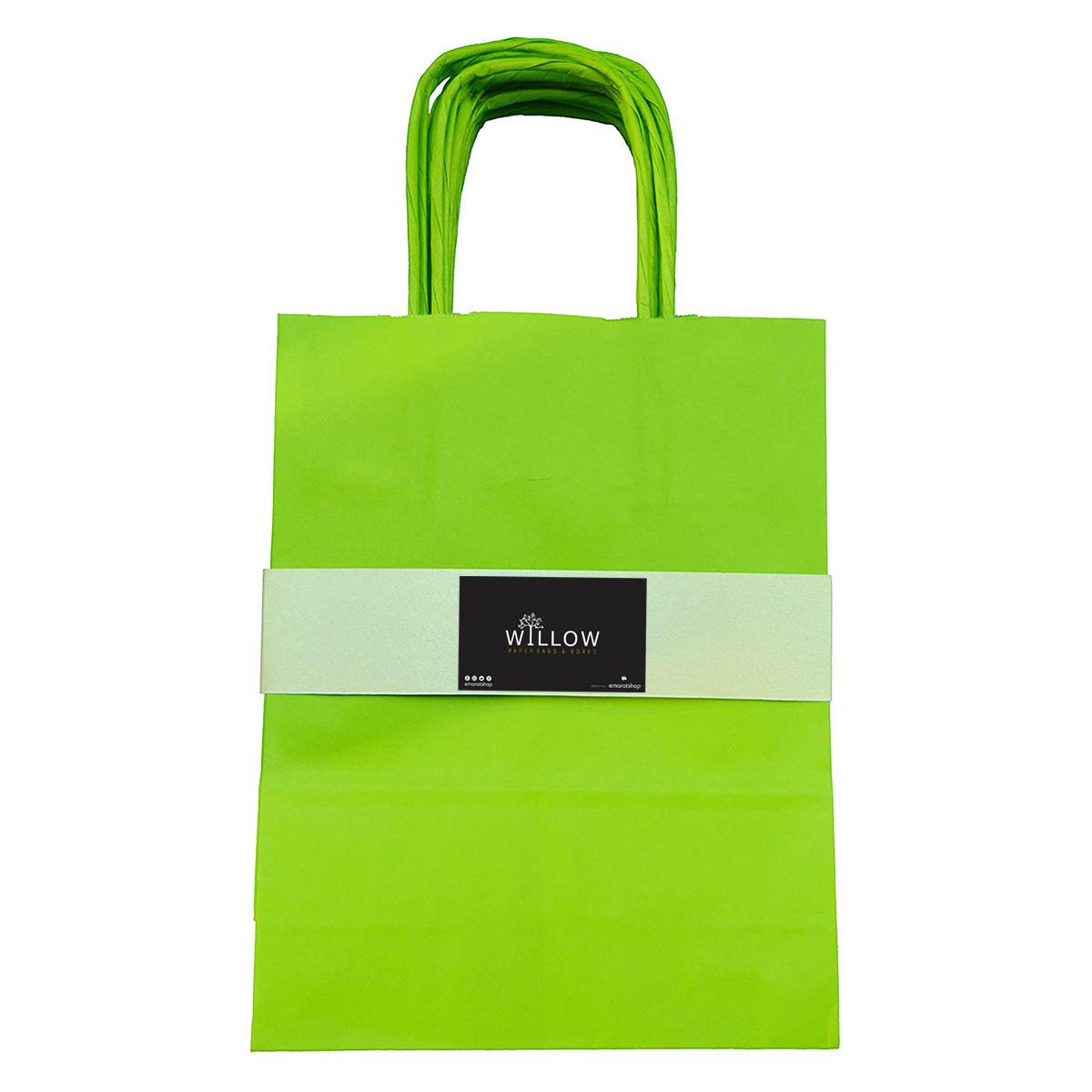 12pc Kraft Paper bags with twisted paper handle Size : 26x21x11cm Light Green - Willow