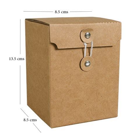 Small Brown Kraft Paper Folding Box With Button And String Closure  9x6.5x6.5 cms (12Pc Pack)