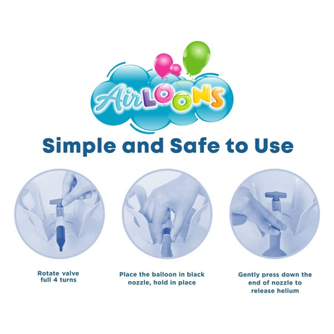 Airloons Portable Helium Balloon Kit (Helium Tank With Multicolor 9 Inch Latex Balloons) 30 Balloons