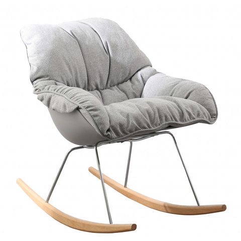 Modern Nordic Rocking Swing Chair with Fabric Cushion by DAAMUDI'S - Soft Pink