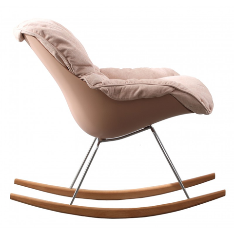 Modern Nordic Rocking Swing Chair with Fabric Cushion by DAAMUDI'S - Soft Pink