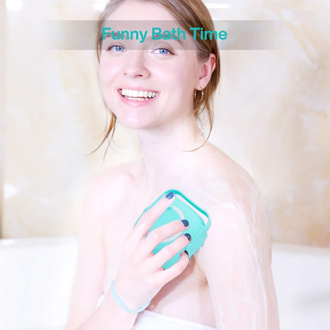 Silicone Massage Exfoliating Bath & Shower Brush With Soap Dispenser - Pink