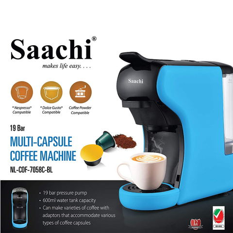 Saachi Multi Capsule Coffee Maker 1450W NL-COF-7058C- BE - Blue