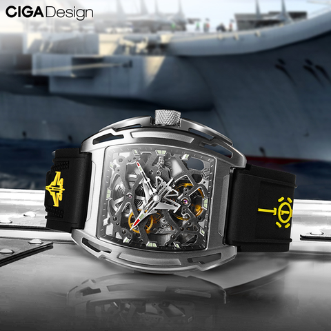 CigaDesign Aircraft Carrier Automatic Mechanical Skeleton Wristwatch - Blue