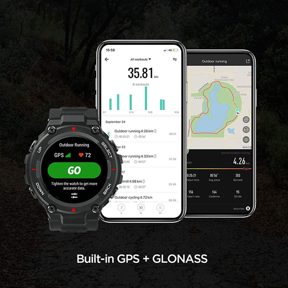 Xiaomi Amazfit T-rex Smartwatch 1.3 Inch Round AMOLED Screen GPS Positioning - Khaki
