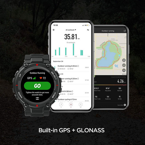 Xiaomi Amazfit T-rex Smartwatch 1.3 Inch Round AMOLED Screen GPS Positioning - Rock Black