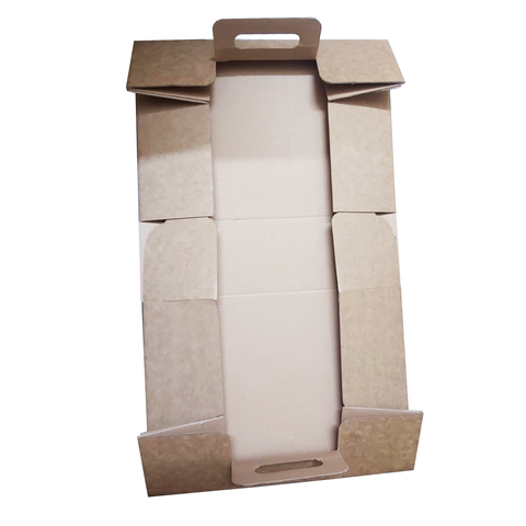 Medium Corrugated Brown Kraft Boxes with Handle  35x25x10 Cm (10Pc Pack) - WILLOW