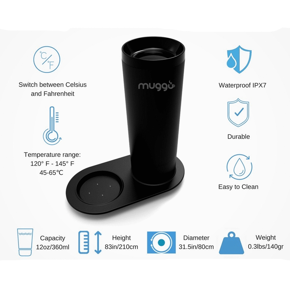 Muggo Smart Self-Heating Travel Mug