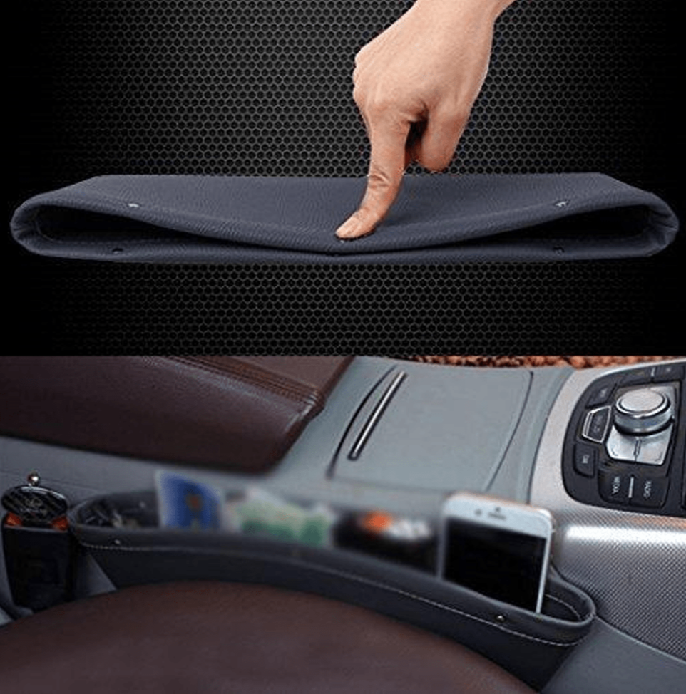 Car Seat Side Console Slit Caddy PU Leather (1.6" Gap Fit,) - SquareDubai