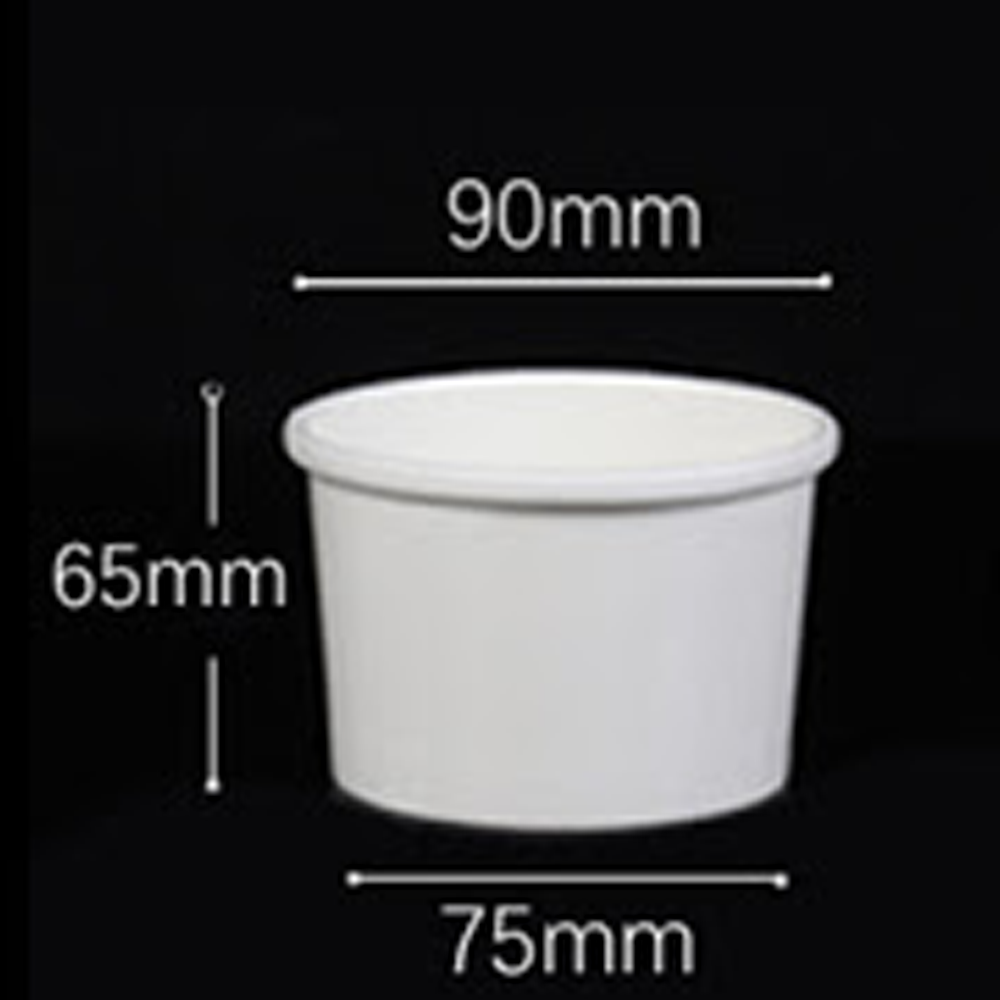 White Kraft Paper Cup with Cover for Ice Cream / Soup / Dessert Cake Party Tableware Bowl 50 pcs / Pack