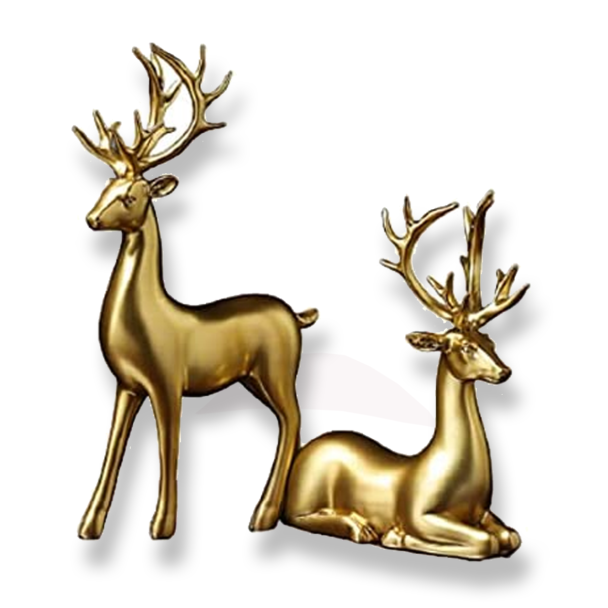 Set of 2 Modern Gold Deer Statue Sculpture Figurine Ornaments Gifts for Home Decoration - 17cm High, 12cm High