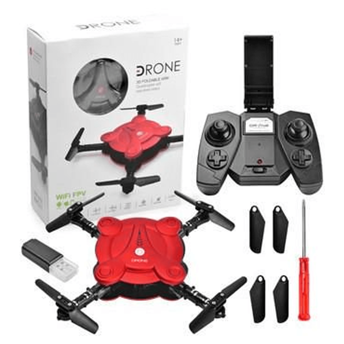 Mini RC Self Portable Drone, Red  8992