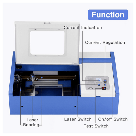 DIY Engraving Machine 40W CO2 with USB Port Only for Windows System 12x8" Blue