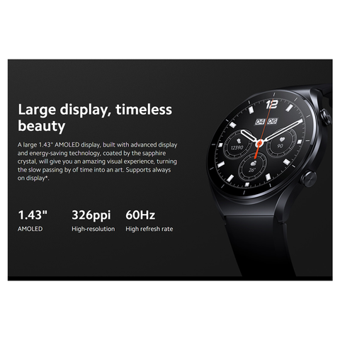 Xiaomi Watch S1 Silver- 1.43 Inch Touch Screen Amoled Hd Display| 12 Days Battery Life - Black