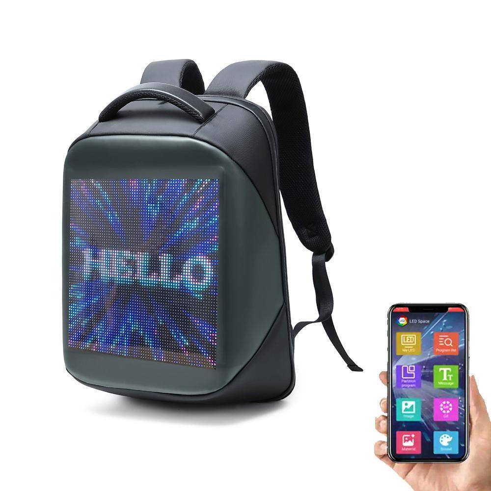 Smart LED Backpack Fashion Black Customizable Laptop Backpack