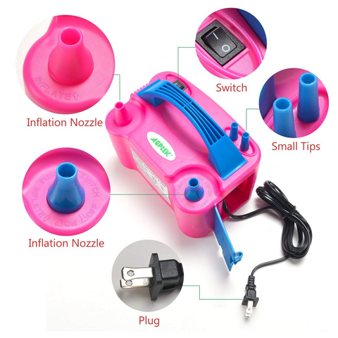 Balloons Blowing Machine with Two Nozzle, Pink - SquareDubai