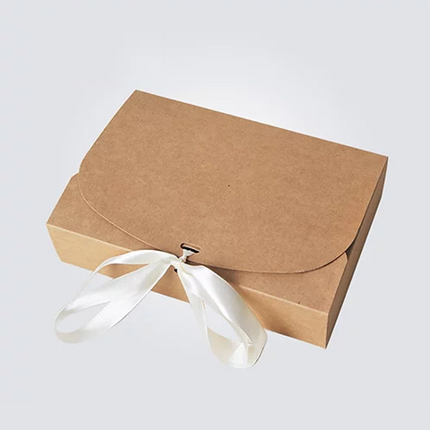 Silk Ribbon Closure Design BROWN Kraft Gift boxes (30x25x8Cms) 10Pc Pack - Brown