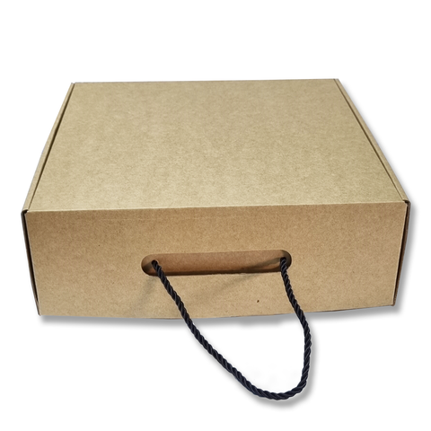 Medium Brown Kraft Boxes with Rope Handle  30x30x10 Cm (10Pc Pack)