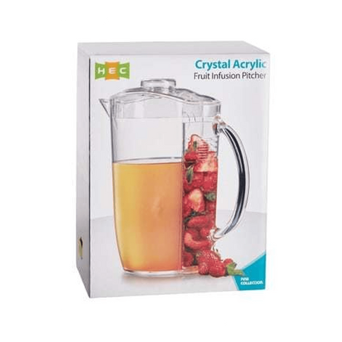 HEC Crystal Acrylic Fruit Infusion Pitcher (26 cm, Clear)