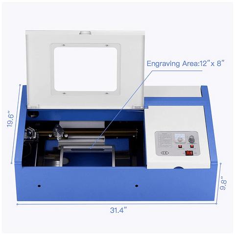 DIY Engraving Machine 40W CO2 with USB Port Only for Windows System 12x8" Blue