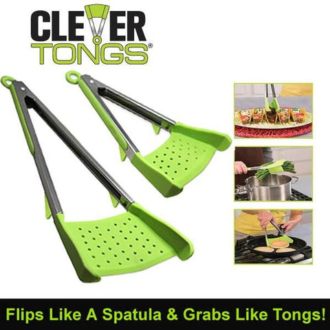 2-In-1 Multipurpose Spatula And Tong Green/Silver