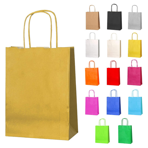 12pc Kraft Paper bags with twisted paper handle Size : 26x21x11cm Light Green - Willow