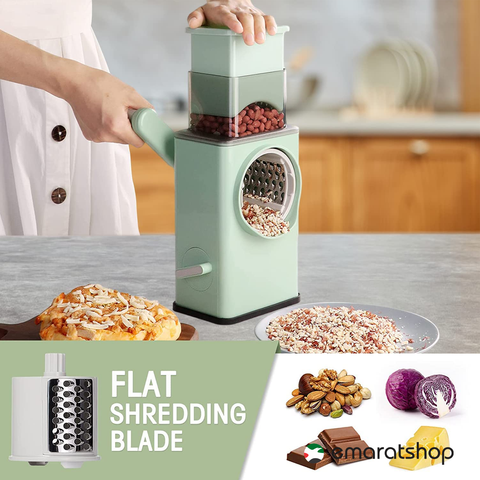 Upgraded Rotary Cheese Grater 2.0 -Round Mandoline Slicer for Kitchen