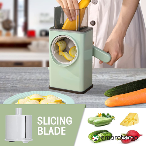 Upgraded Rotary Cheese Grater 2.0 -Round Mandoline Slicer for Kitchen