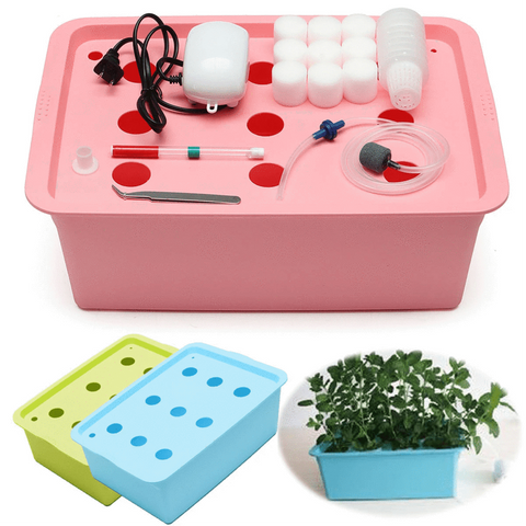 Hydroponic System Kit 9 Holes Soilless Cultivation Indoor Water Planting Box - Light Green