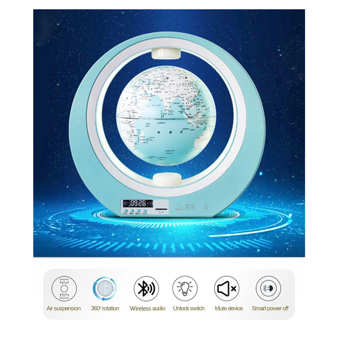Magnetic Levitation Floating Globe Stereo Bluetooth Speaker World Map Anti Gravity Globe - Blue