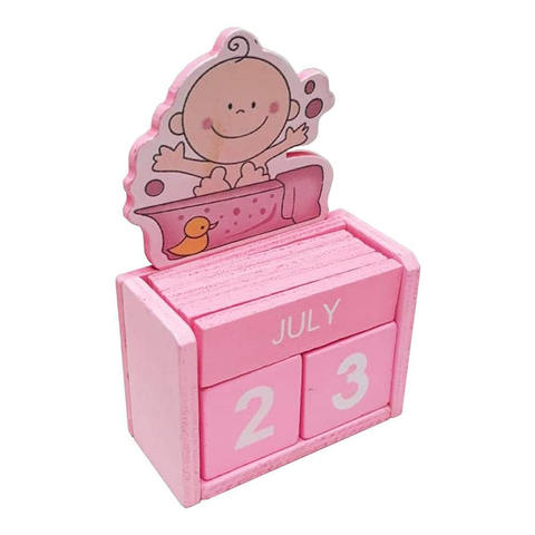 Small Calendar Blocks Baby boy Shower Giveaway 6 Pcs Pack - Pink