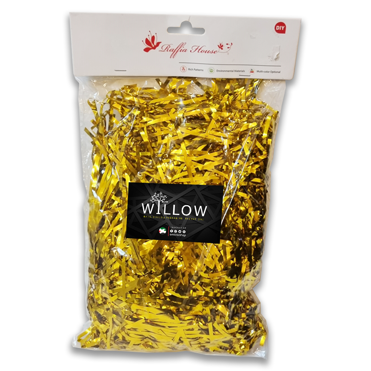 Gold Glitter Raffia Paper Shreds & Strands Shredded Confetti for  Basket Filling - WILLOW