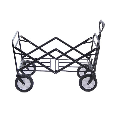 Folding camping multi-function shopping cart, red color shopping trolley - Black