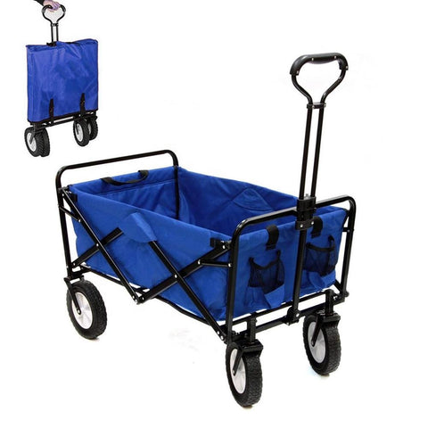 Folding camping multi-function shopping cart, red color shopping trolley - Blue