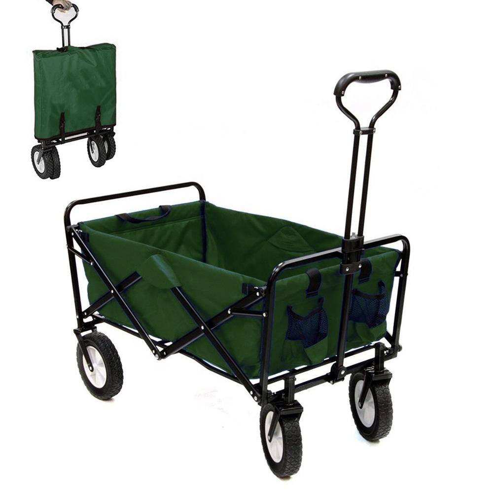Folding camping multi-function shopping cart, red color shopping trolley - Green