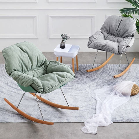 Modern Nordic Rocking Swing Chair with Fabric Cushion by DAAMUDI'S - Sage Green
