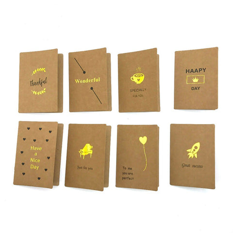 16 Designs x 6 Pcs lot Handmade Kraft Card 96 Greeting Card with gold stamp, blank cards, birthday invitations, wedding, Namecard