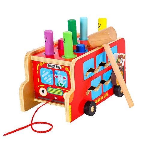 Emma Car Pounding Bench Wooden Hammer Toys , Peg Pounding Bench Educational Wooden Toy