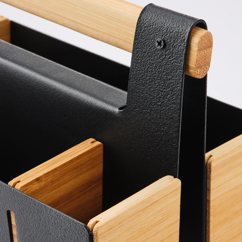 ANILINARE Desk organiser, bamboo/black18x13 cm