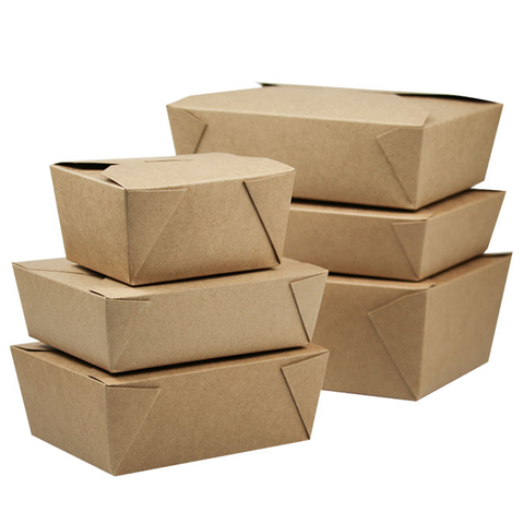 100 Pcs  Kraft PE Takeaway Boxes  (72oz) - Willow