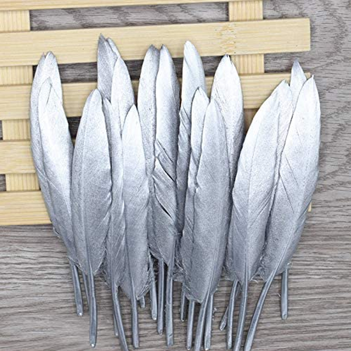 72PCS Silver Feathers Party Favors DIY Room Decor Accessories - 15cm Each