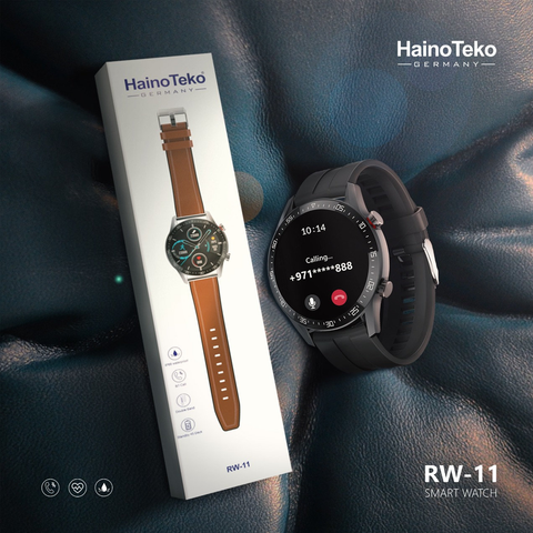 RW-11- HainoTeko 46mm Bluetooth Smart Watch, With Double Band - Black