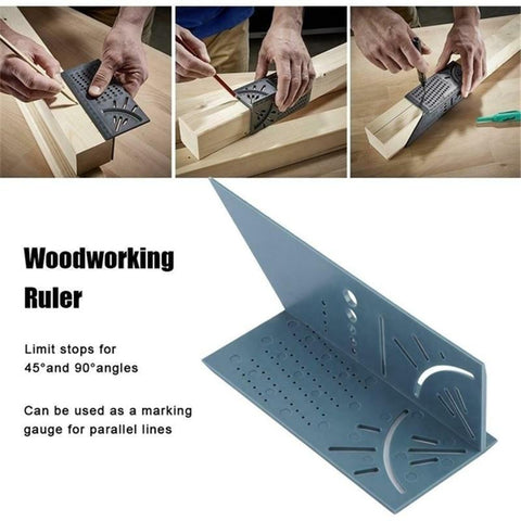 Wood Working Ruler 3D Mitre Angle Measuring Gauge Square Size Measure Tool
