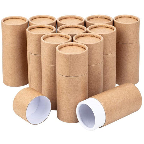 12Pc Pack Kraft Paperboard Tubes Round Kraft Paper Container White 9.00x8.5Cms  - Willow