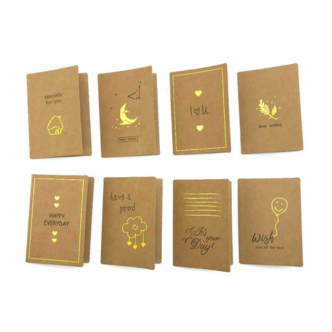 16 Designs x 6 Pcs lot Handmade Kraft Card 96 Greeting Card with gold stamp, blank cards, birthday invitations, wedding, Namecard