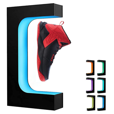 Levitating Shoe Display Stand, Floating Sneaker Stand with Remote 16 Colors LED Light Rotating Magnetic Levitation