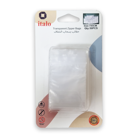 iTALO Clear Small Transparent Zipper Treat Bags, 7x5 Cms (50-Count)