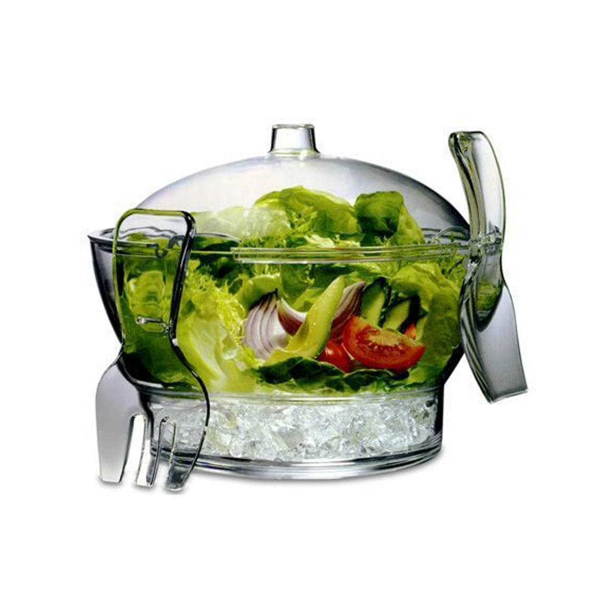 Acrylic Ice Salad Bowl with Vented Ice Chamber for Fruit and Vegetable - SquareDubai